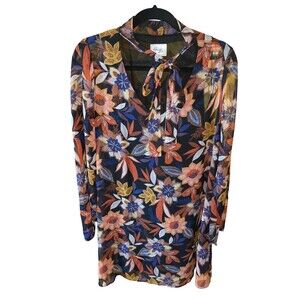 Beige by ECI Dress with Keyhole accent Floral Midi Sheath‎ Size 8 Boho Hippie